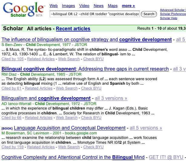 Google Scholar results We ran the same query in Google