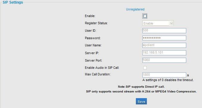 To use this function, the settings on SIP page must be configured properly. 1. Before using the SIP, you need to register an account for the camera from the SIP server; 2.