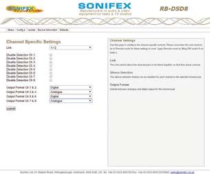 Specification For RB-DSD8 Channel Specific Settings Webpage. Status Webpage.