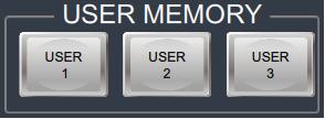 User Memory User Memory buttons 1-3 allow the user to quickly recall and load previously saved switcher settings with a single button click. This includes PIP and Keyer settings.