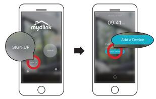 3-3 New users: Tap Sign Up to register for a mydlink account,