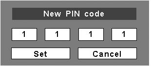 Change the PIN code lock setting Use the Point 7 8 buttons to select Off, On1, or On and then move the pointer to Quit with the Point d button. Press the SELECT button to close the dialog box.