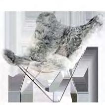 ICELAND MARIPOSA GREY MATERIAL: AUTHENTIC GREY ICELANDIC SHEEPSKIN SPECIFICATIONS: MEASUREMENTS: H: 92 CM W: 87 CM D: 86 CM WEIGHT: 12 KG BLACK & CHROME FRAME Icelandic sheepskin are