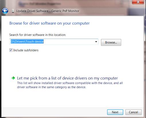 Select "Let me pick from a list of device drivers on my computer". Click the "Have Disk" button.