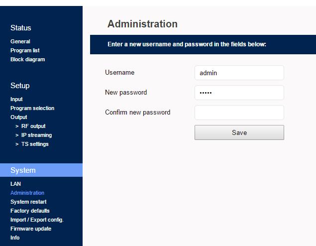 4.2.10 - Administration page In Administration section the user is
