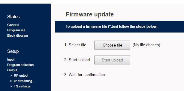 4.2.14 - Firmware update page In Firmware update (Figure No 17) section the user