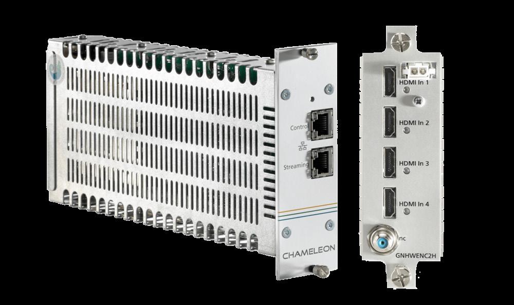 Chameleon Processor Receive broadcast feeds using 8VSB, ASI, or GigE Chameleon Chassis Options GN20R GN20B GN50 1RU subrack for up to 2 Chameleon modules 1RU subrack for up to 2 Chameleon modules 3RU