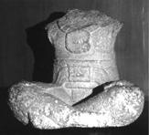 Olmec human sculptures are found in groups of large earthen mound structures, plazas, and walled courtyards, and are associated with aqueduct systems (Drucker et al.
