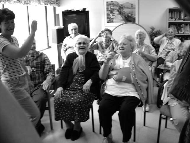 Laughter Yoga session in a senior center in Canada and laughed with them. We greeted them with laughter, shook hands with and played.