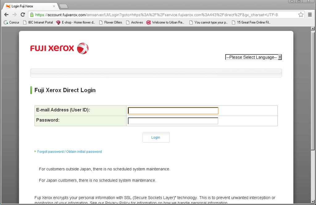 A Customer Log In Log in via FX Direct URL: https://service.fujixerox.com/direct/ Input E-mail address registered.