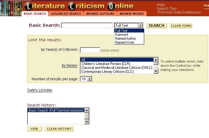 In Basic Search (pictured below) the default search type is full-text.