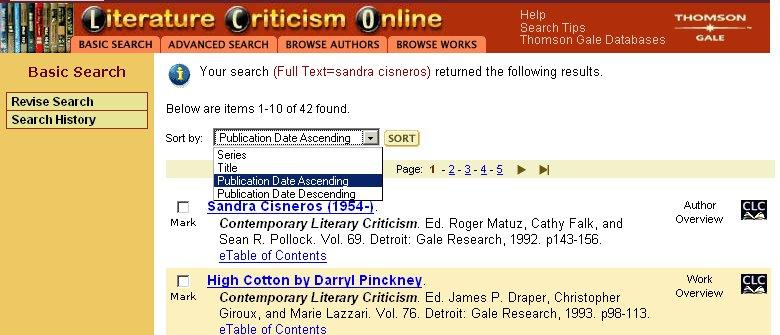 The results screen leads to a list of results with the chapter title appearing as a link, followed by the rest of its citation listed below. The name of its source (the book) appears clearly in bold.