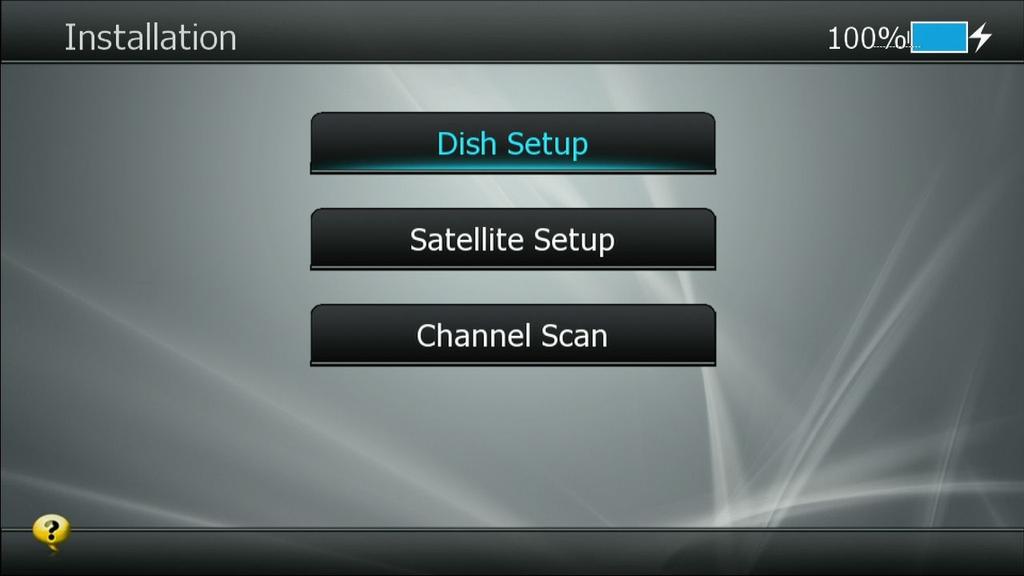_ Select the point INSTALLATION and press the OK button Figure 5: Satellite setup _ Select the point Dish Setup and press the OK button.