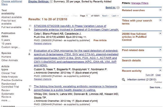 3. Rezultātu pārvaldīšana 3.1. Rezultātu saraksts Pēc meklējuma veikšanas PubMed ekrānā ir redzams rezultātu saraksts. Iegūtie ieraksti tiek parādīti Summary formātā (sk. 3.1. att.).