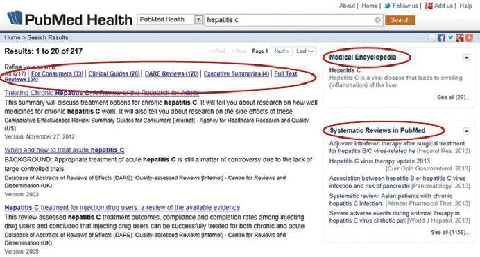 Meklējums PubMed Health darbojas vienlaicīgi ar meklējumu datubāzē PubMed.