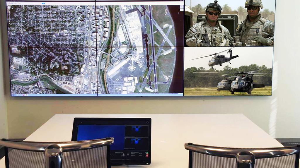 Command and Control Cyviz Technology Center Washington DC Clarity Matrix LCD Video Wall System (3x2 of 55") The complexity of modern defense environments drives the requirements for rapid situation