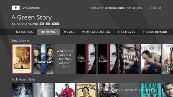 VOD library. When you enter the VOD library, you ll see a list of movie categories. VOD options.