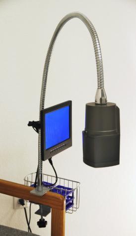 Connect C-clamp and basket to gooseneck tube to operate Camera & Monitor Easy viewing of the images on the monitor: no