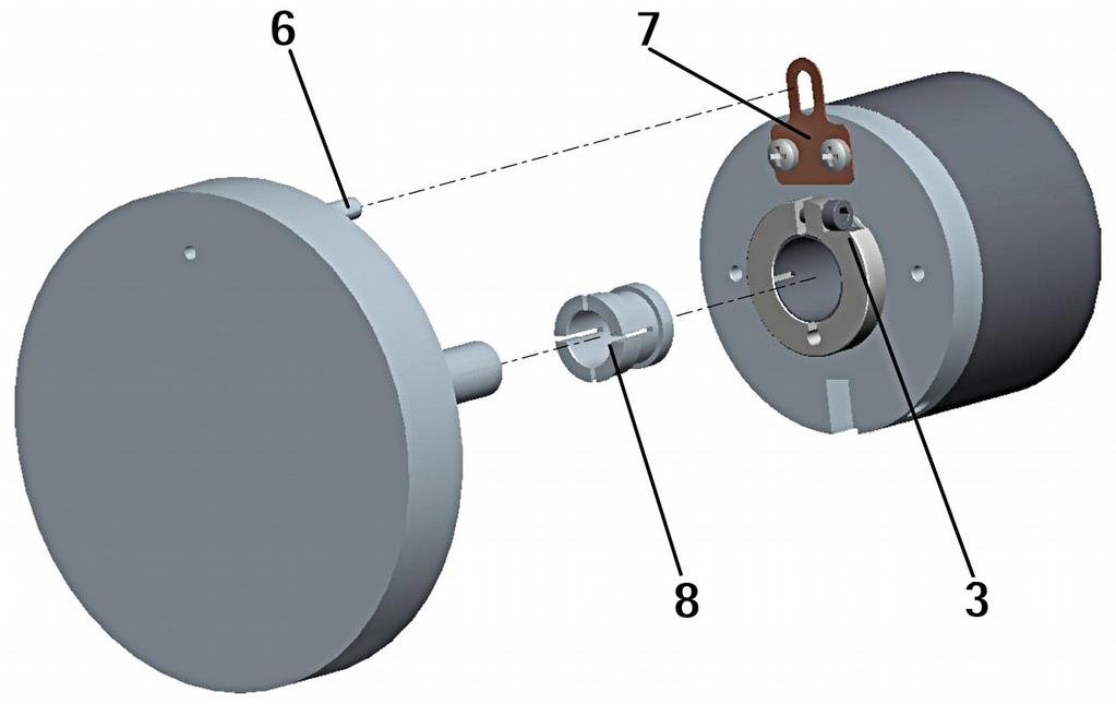 3.3.3 CKP60, CKQ60 installation using the antirotation pin and the fixing plate Remove the antirotation pin 1 (see the Figure on page 14); fix the tempered pin 6 to the rear of the motor; mount the