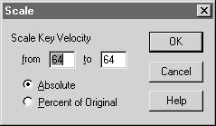 Scale dialog box 40-10 changes, then enter the program change and bank select values into the Set Patch To dialog box that appears.