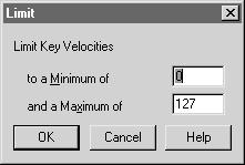 Limit dialog box 40-15 OK Cancel. Click OK (or press enter) to confirm, or Cancel to discard, the MIDI data changes you ve specified. You return to the MIDI Tool split-window (or the score).