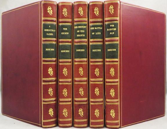 Dickens Christmas Books in Lovely Red Calf Gilt First Editions of All Five of These Beloved Books - 1843-1848 4 Dickens, Charles.