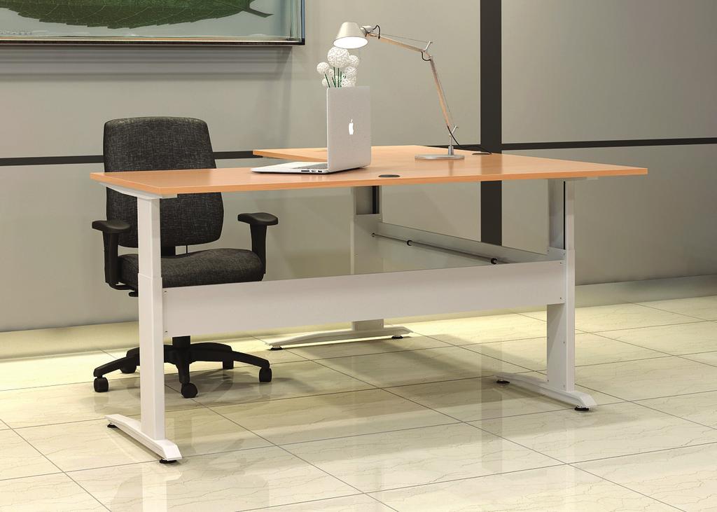 CORNER WORKSTATION GIVES YOU EXTRA SPACE AND VERSATILITY The CSHA is a cost eff ective, three leg height adjustable L-shaped workstation, designed for a
