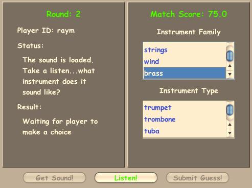 database, which collects all the players modified sounds. The player can then load another sound from the database to continue with timbre modification. 3.1.2 Tone Listener Figure 2.