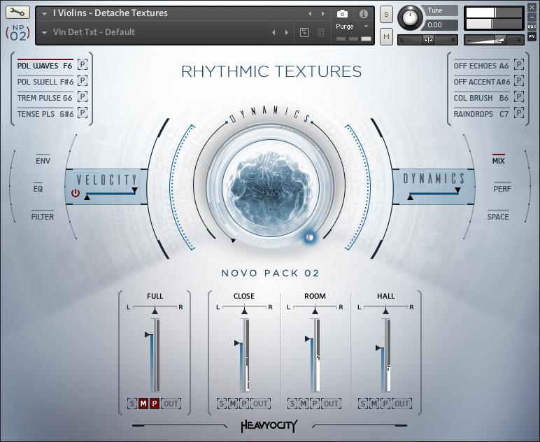 2 The Traditional Instruments NP02: RHYTHMIC TEXTURES includes 6 traditional instruments: I Violins - Detache Textures I Violins - Sustained Textures II Violas - Detache Textures II Violas -
