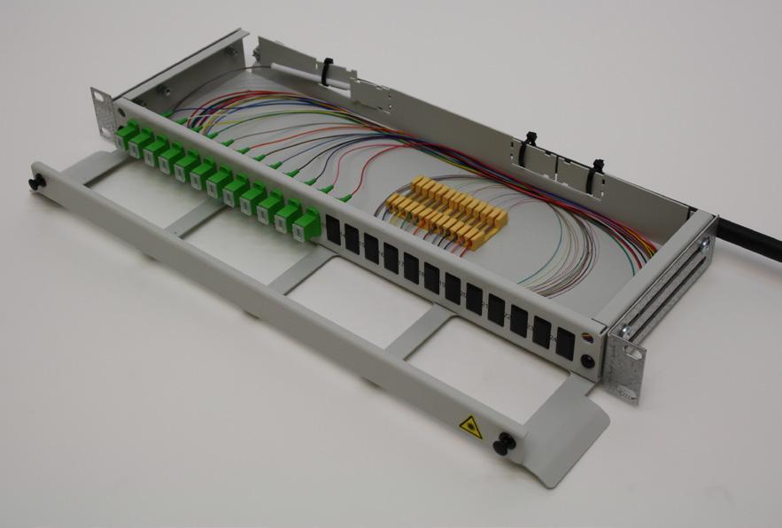 cable, mounting accessories for 19 rack, holders for up to 48 fibre protection sleeves Pre-assembled and pre-terminated patch panel NC-232 Patch panel NC-232 is available as a pre-assembled version