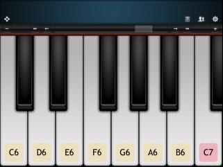 Realistic ipad piano app. The keys can be magnified to the size of real piano keys. You can start on any keys you want. For example, you could show C-C, D- B, etc. You choose what is on the screen.
