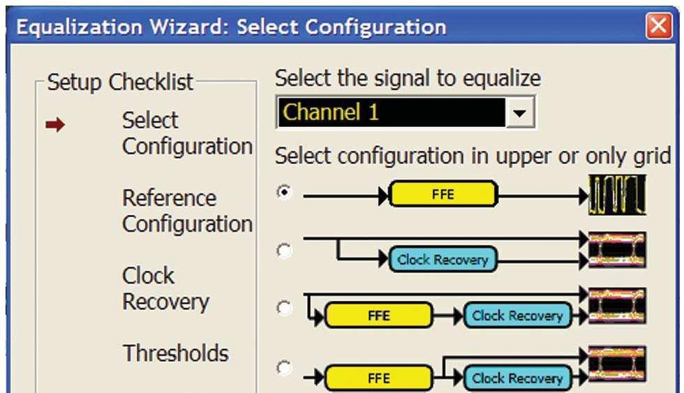 N5461A Equalization Wizard options 1 2 3 4 5 6 7 1. FFE is applied, but the real time eye is not displayed. You will see only the waveform. 2. No equalization applied.