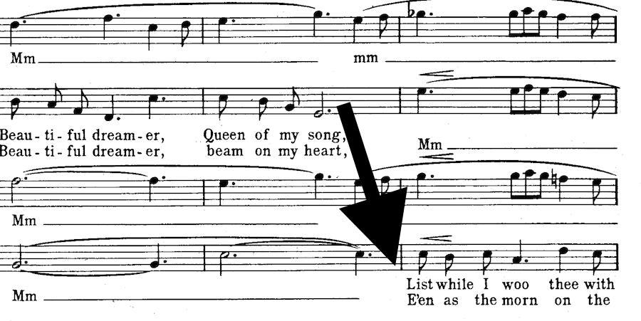 coda (see Figure 3.25). The original has a mostly arpeggiated accompaniment, while Kean s arrangement is a cappella.