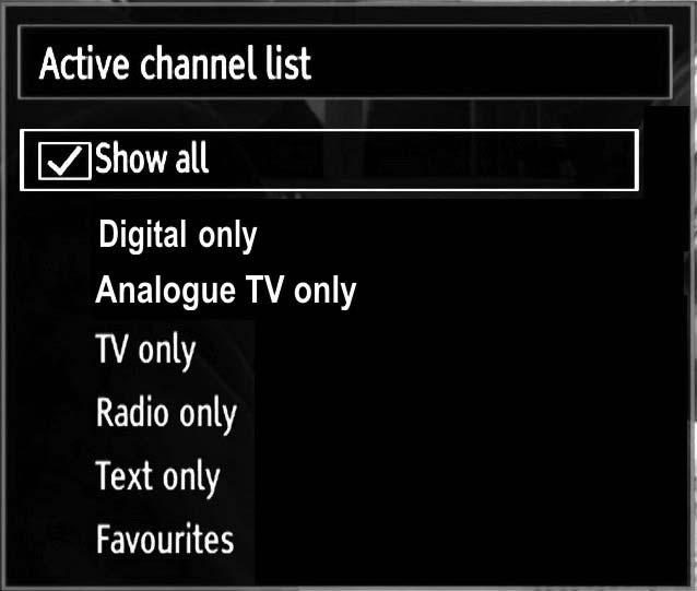 Select a channel by using or button. Press OK button to add selected channel to the favourites list. Press OK button again to remove. Button Functions OK: Add/remove a station.