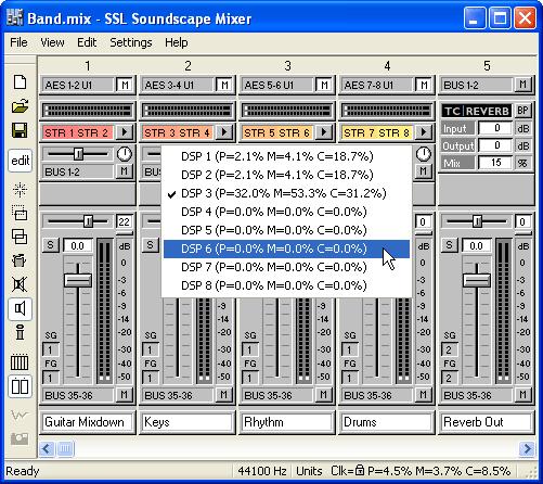 DSP resources and Mixer Auto Routing Assigning a mixer column to a DSP NOTE: This section assumes that Mixer Edit mode is selected (press [E] to switch between Mixer Edit mode and Mixer Control mode)