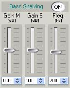 Bass Shelving section Gain M (-6.0, 6.0 db): Bass shelving gain setting of the mid MS matrix input signal.