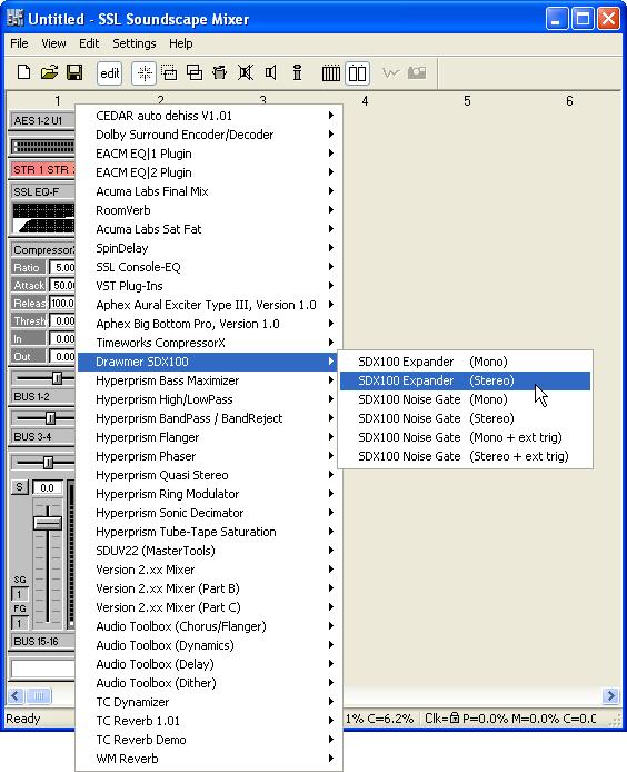 If the Use hierarchical mixer element selection menu option is enabled (ticked), the menu is broken down into several sections: a smaller main menu, and pop-up submenus.