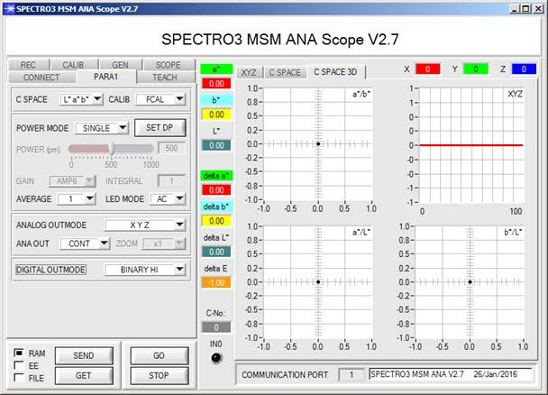Parameterization Windows user interface: The color sensor is parameterized under Windows with the SPECTRO3-MSM-ANA-Scope software.