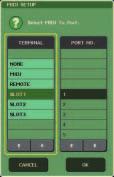 Basic MIDI settings 4 F CONTROL CHANGE field Here you can make settings for control change transmission/reception. Tx button...switches control change transmission on/off. Rx button.