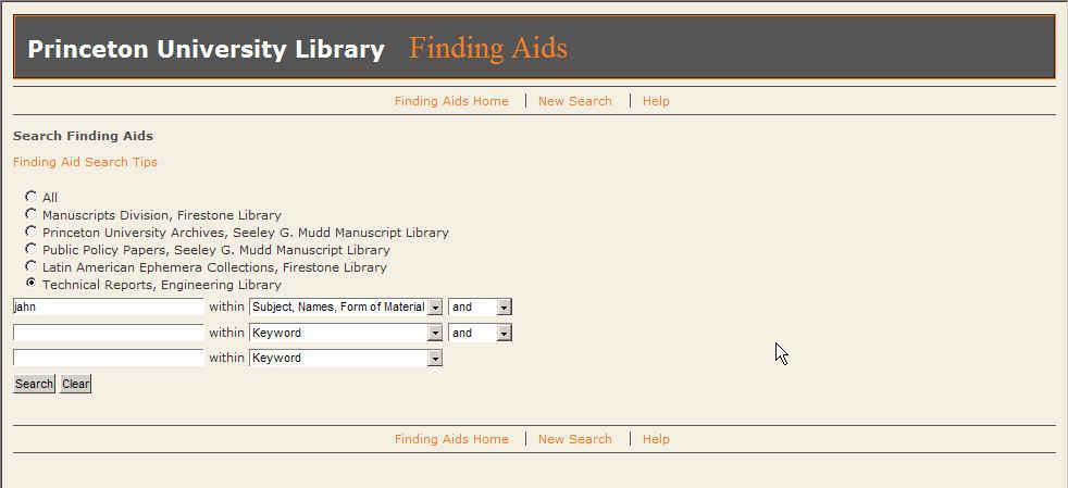 Fig.1 Finding Aids Repositories The client software facilitates the data entry workflow for creating collection records and item records.