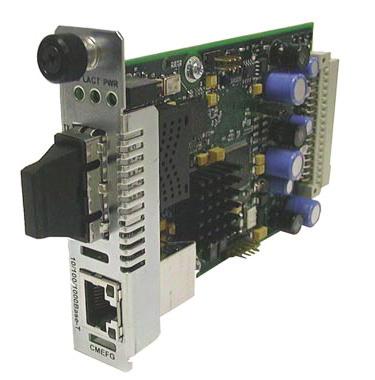The media converters are designed to be installed in pairs where the CMEFG10xx-1xx is the local media converter and the SMEFG10xx- 1xx is the remote media converter.