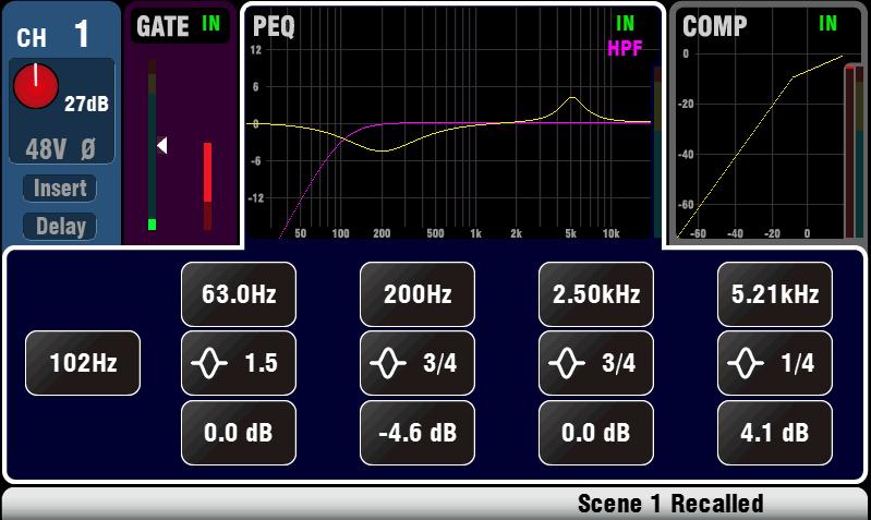 HPF (high pass filter) The HPF is used to reduce unwanted low frequency sounds such as vocal popping, wind noise and stage rumble. Switch the HPF in using the In key.