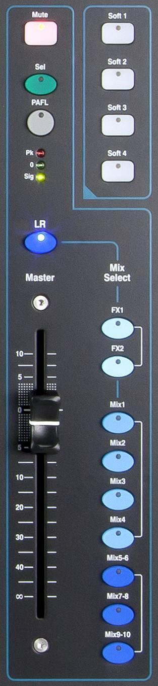 6.15 The Master Strip Qu provides a dedicated fader strip for the Mix Masters. It presents the fader and controls for the mix currently selected using the Mix keys alongside.