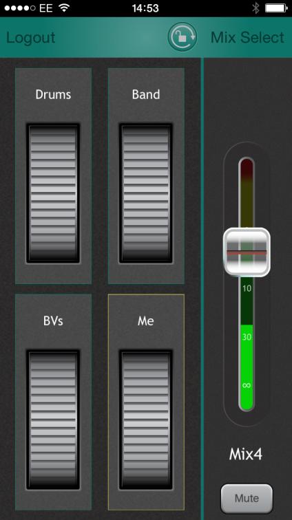 Touch to select a Mix Channels can be assigned to up to 4 local groups, each with its own thumbwheel level control. Double tap a wheel to access its channel levels, pan and meters.