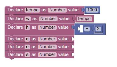 5. Set w value to tempo 6.