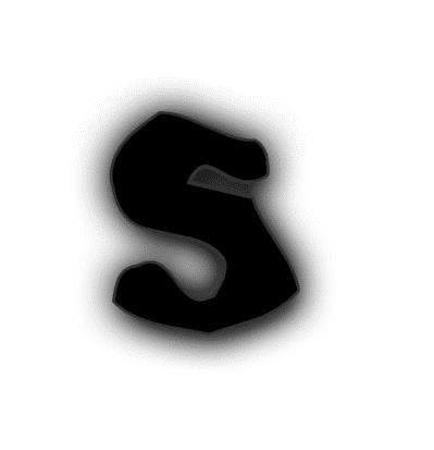 Take a look at the letter S and its mask. Fig. The S and its mask The mask is slightly larger than the letter and fades from black to white as it extends outward.