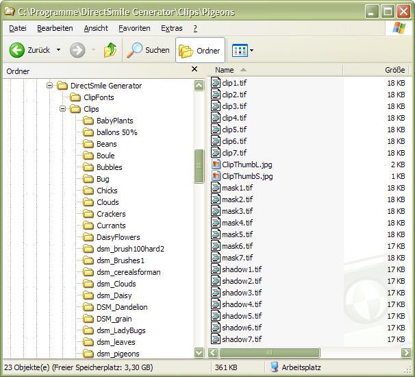 Fig. The Clips folder in the working directory of the