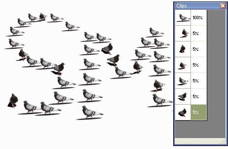 Fig. The pigeons are used with equal frequency 100% is the maximum value for each Clip. Reduce the values for those you would like to use less often. Fig.