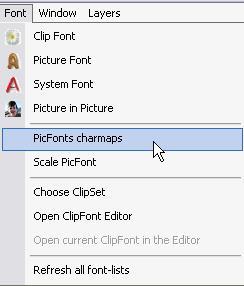 Fig. Opening character tables for the PicFonts Fig. The PicFont character table.