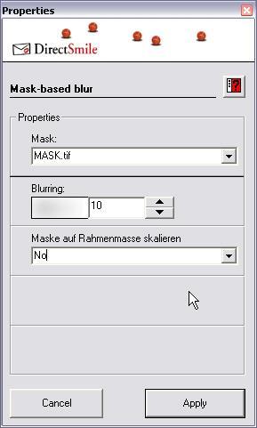 Mask-Based Blur The Mask-based blur is based on the same principle. Select a mask, save it in the Set folder and place the action after the Apply command in the Action List.